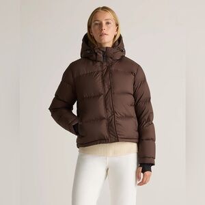 Quince Responsible Down Cropped Puffer Jacket in Hot Fudge